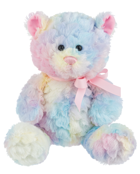 Plush Blue/Pink/White Sugar Swirl Bear With Pink Bow