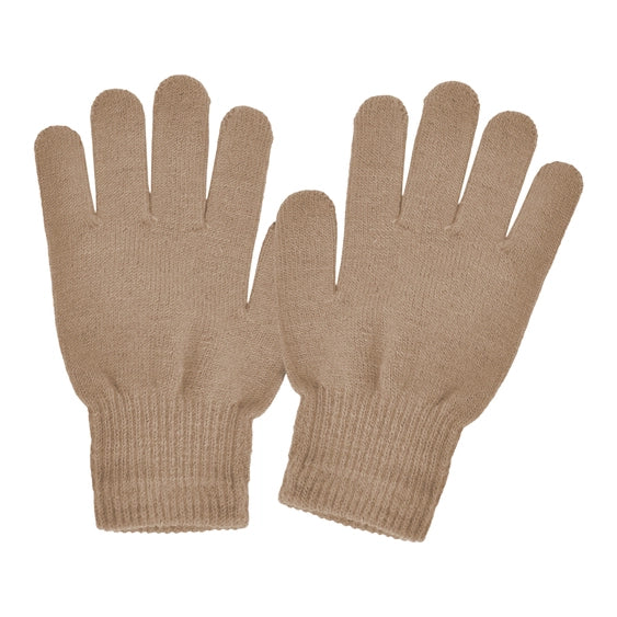 Ladies Tan Solid Knit Stretch Gloves