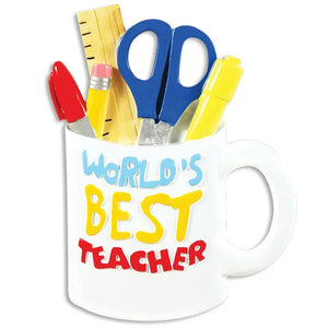 Ceramic World's Best Teacher Ornament