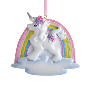 Unicorn with Pastel Rainbow Ornament