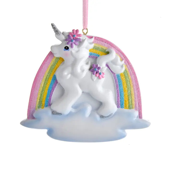 Unicorn with Pastel Rainbow Ornament