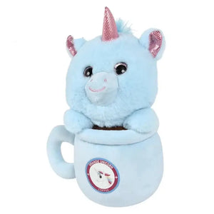 Plush Blue Unicorn in Blue Coffee Cup - Grande Unicorn Coffee