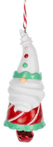 Gnome with White Waffle Cone Hat Ornament