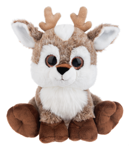 Plush Brown/White Winter Reindeer with Sparkling Eyes