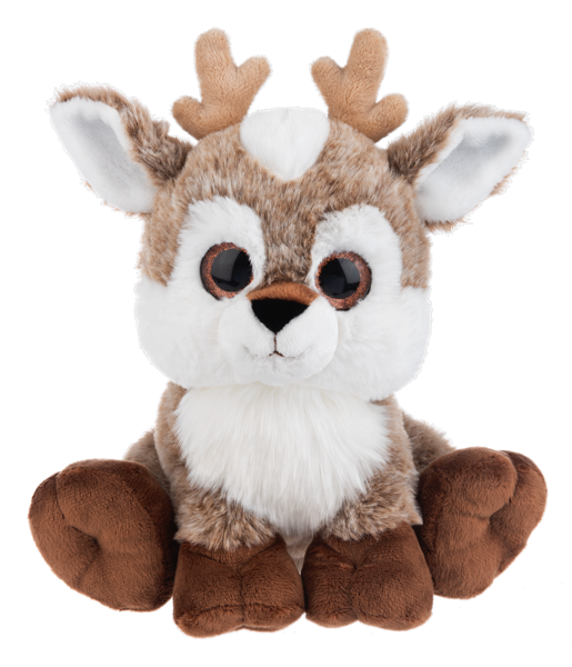 Plush Brown/White Winter Reindeer with Sparkling Eyes