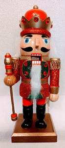 Red/Green/Gold Wooden Short Stack Nutcracker with Red Crown for Hat