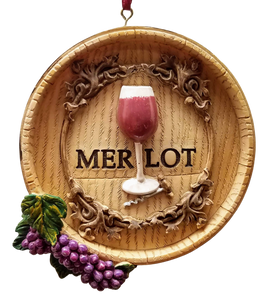 Merlot wine ornament resin 3"