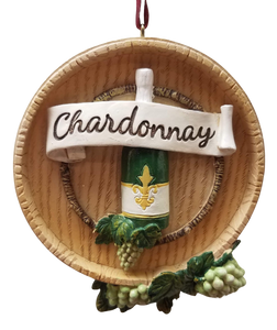 Chardonay wine ornament resin 3"