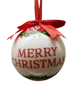 Merry Christmas white ornament 3"