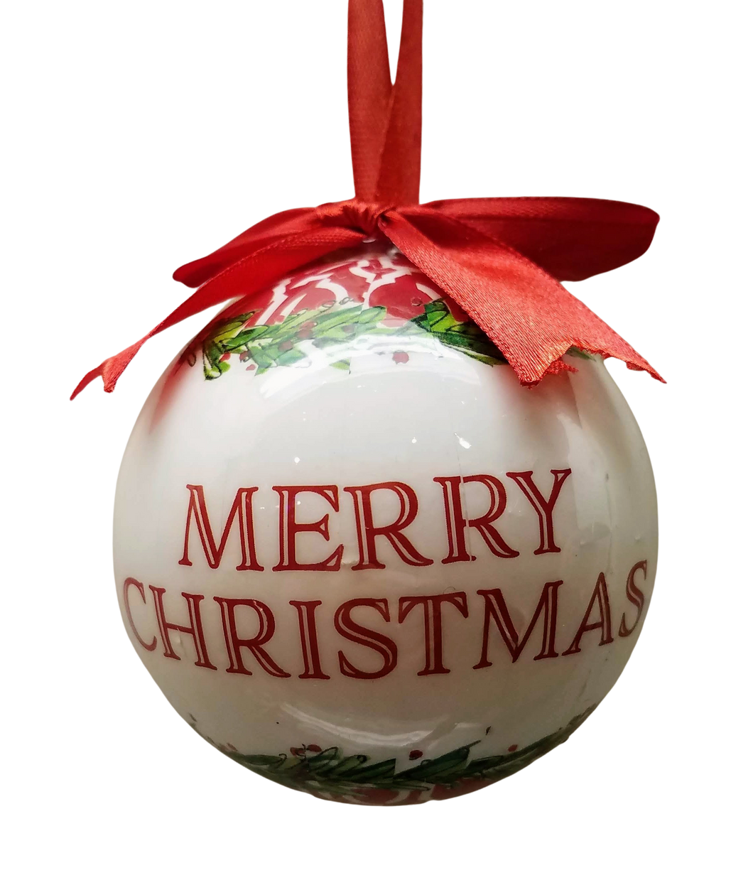 Merry Christmas white ornament 3