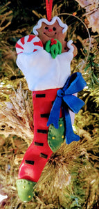 Gingerbread in a stocking ornament 6"
