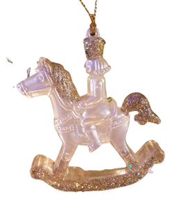 Gold soldier on a horse ornament - acrylic 3"