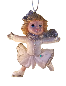 Ice skater ornament with light hair - resin 3.5"