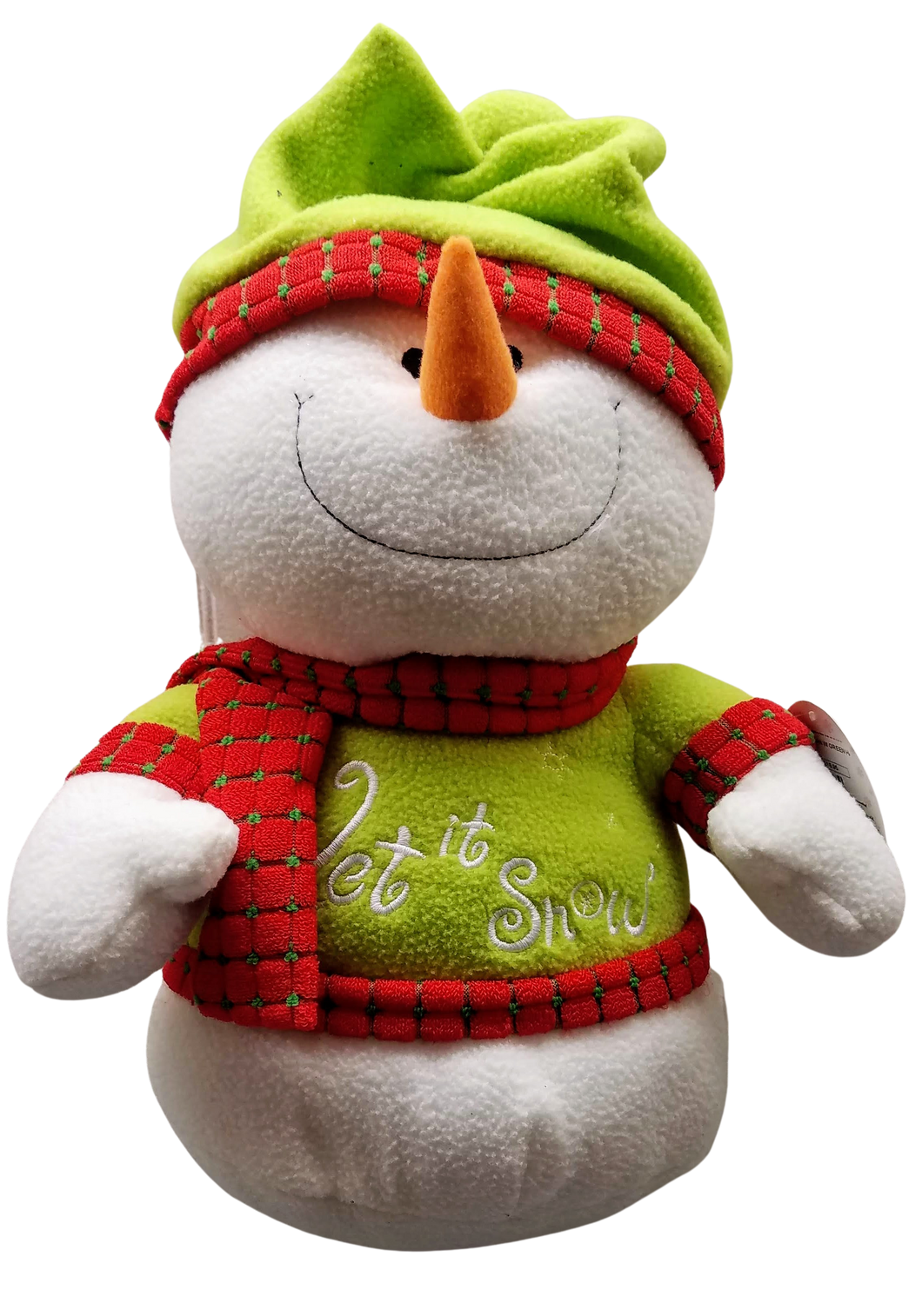 Plush snowman with green hat & red & green scarf 15