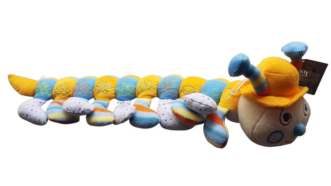 Caterpiller blue/yellow plush w rattle 24