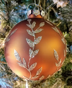 Glass bronze ornament with gold leaves 3"