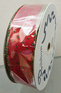Ribbon with green dots 20yds x 1.5"