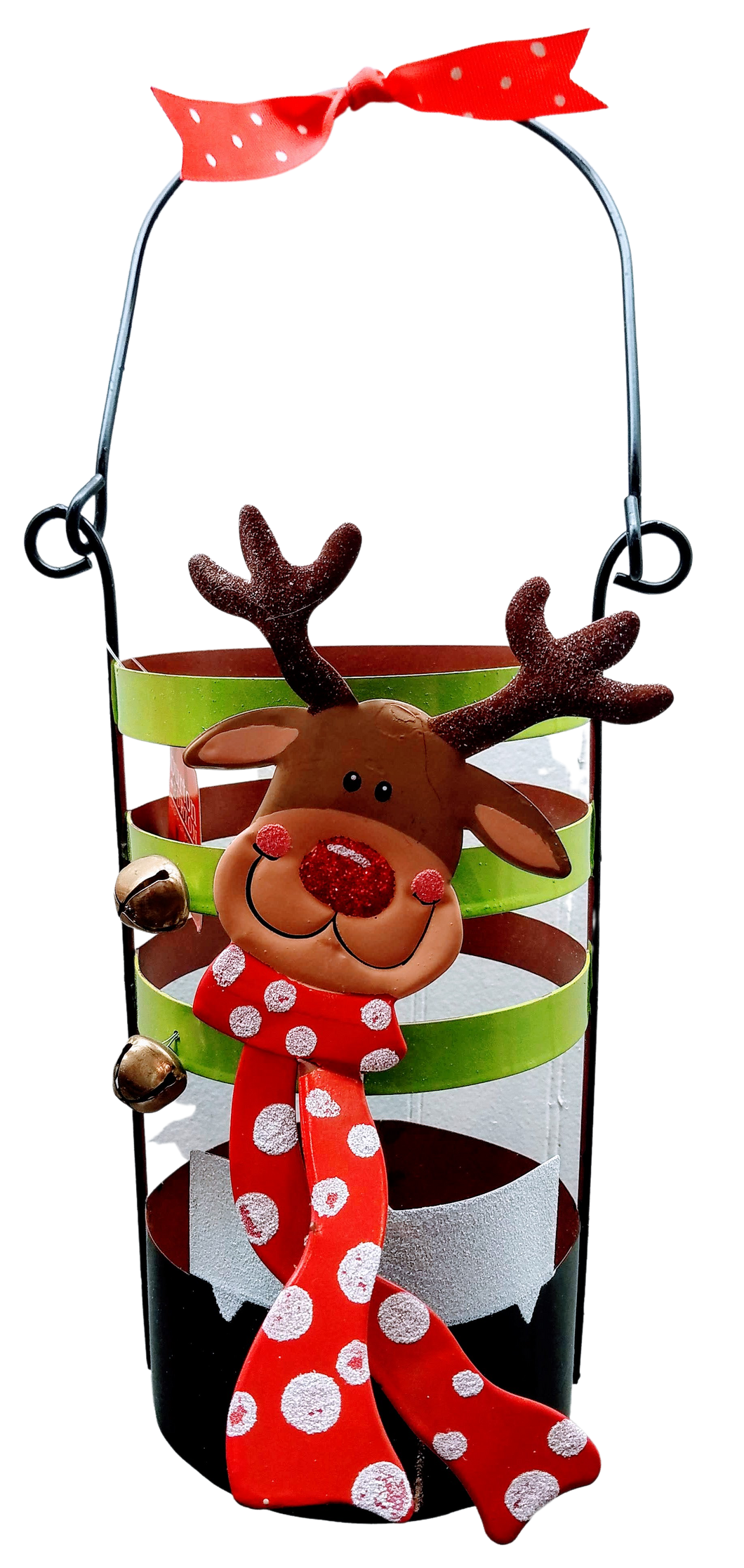 Reindeer wine bottle holder with bobble head- metal 10