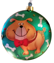 Load image into Gallery viewer, Glass dog ornament - Santa  I&#39;ve been good- 4&quot;
