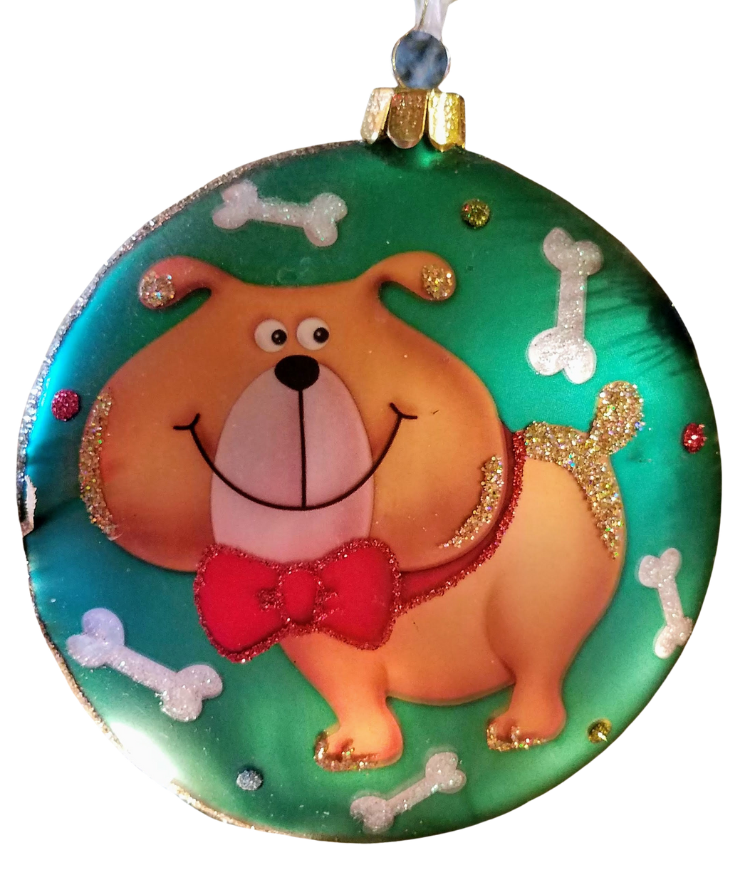 Glass dog ornament - Santa  I've been good- 4