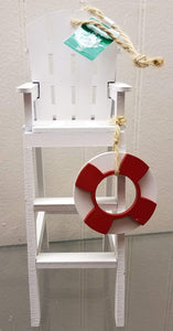 Life Guard Chair White Wooden Ornament 8"