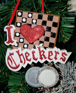 I love checkers ornament resin 4.5"