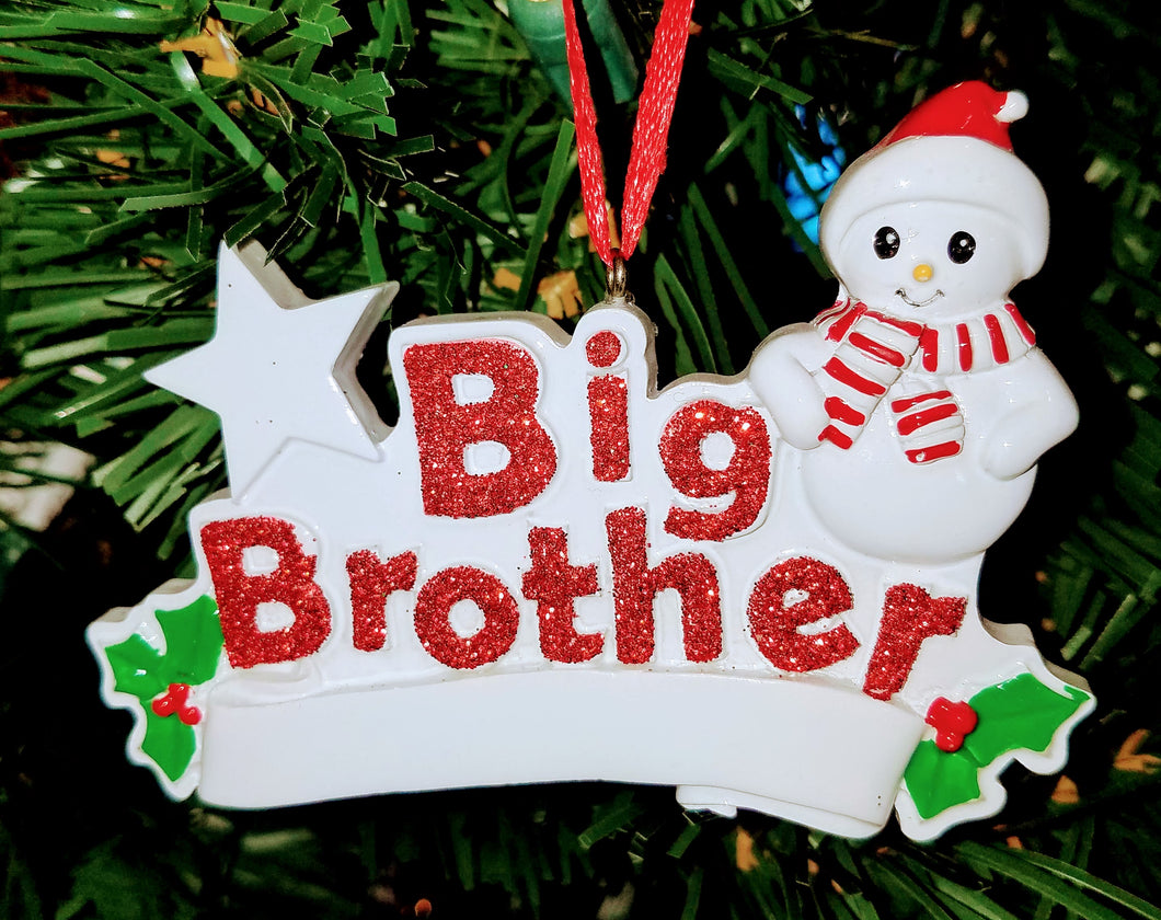 Snowman big brother ornament- resin 4