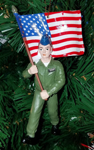 US air force with american flag ornament resin 6 inches