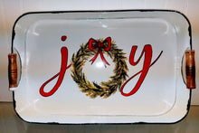 Load image into Gallery viewer, Metal serving tray w joy/wreath 10&quot; x 16&quot;
