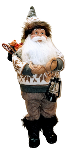 Santa figure with lantern & winter sweater 19"
