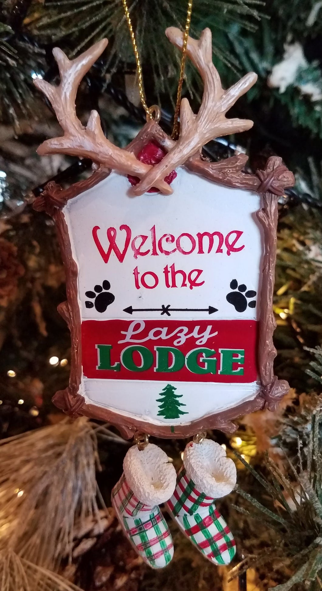 Welcome to the lazy lodge ornament resin 5