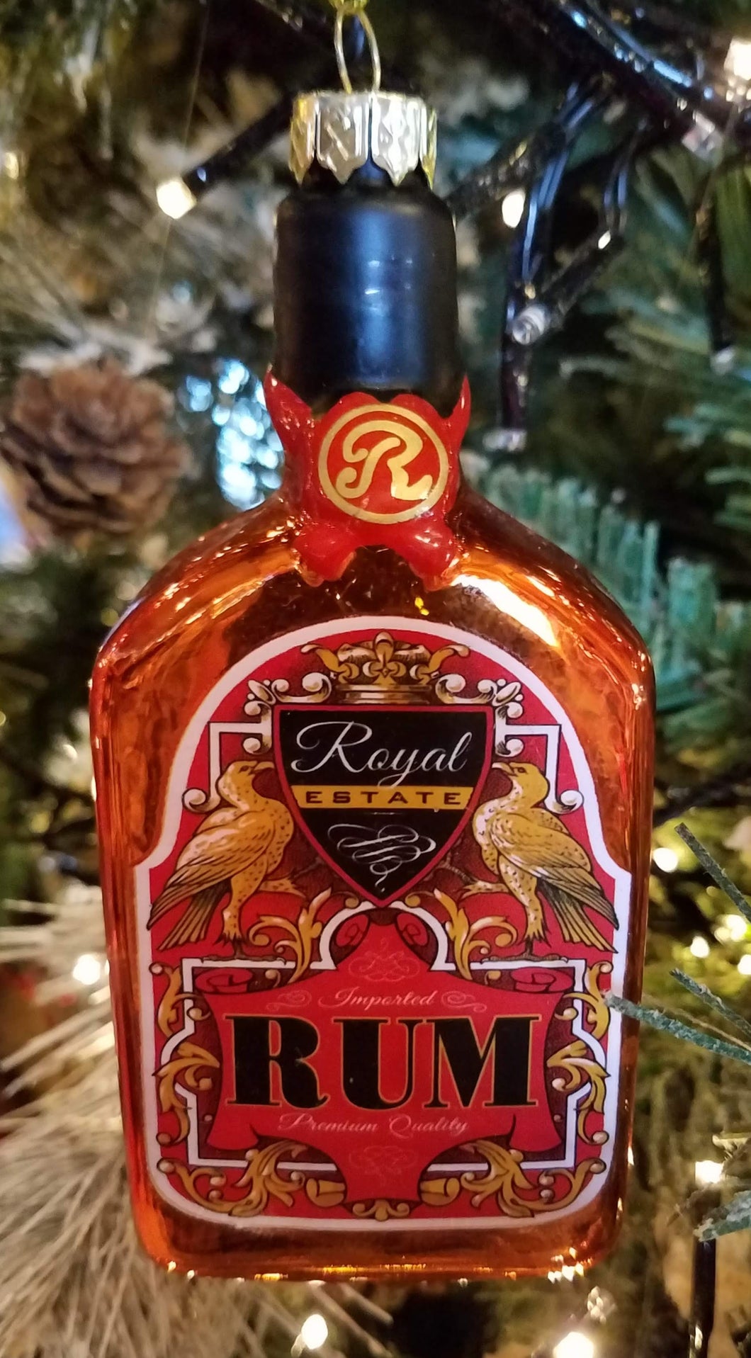 Rum bottle ornament glass 4.5