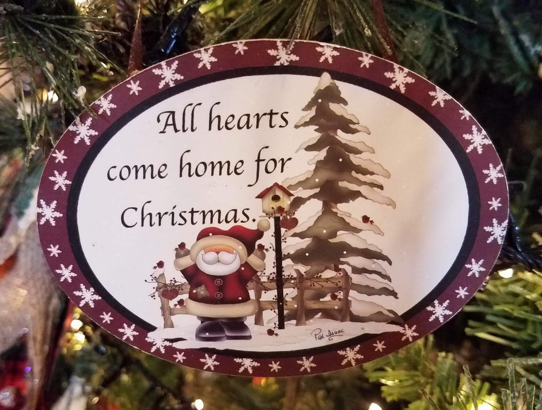 Wooden oval ornament - all hearts come home for christmas - 3