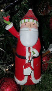 Santa figurine w bird house 6"