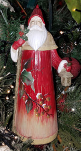 Santa figurine red with winter scene -resin 11"