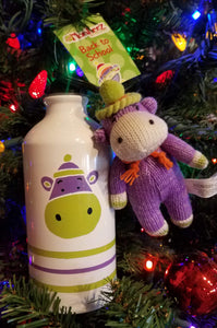 Insulated thermos with plush hippo 8"