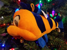 Load image into Gallery viewer, Plush orange/navy fish 10&quot; x 8&quot;
