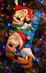 Mickey, Minnie and Pluto disney stocking 17"