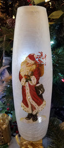 Frosted glass vase with Santa 12"