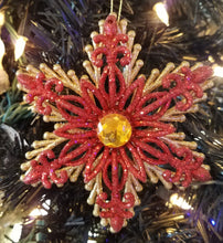 Load image into Gallery viewer, Acrylic red &amp; gold star ornament 5&quot;
