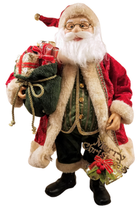 Santa figure holding bells/Merry Christmas/sack of presents 24"