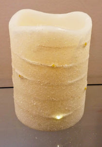White flickering candle w flashing lights 6"