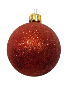 Acrylic Red Glitter Ball Ornament 2"