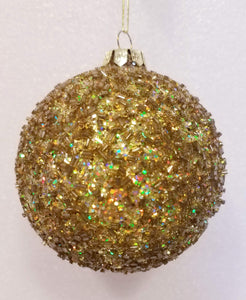 Glass gold sparkle ornament 3"