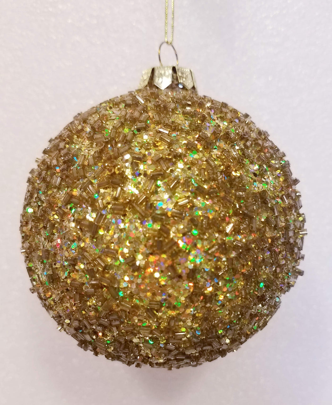 Glass gold sparkle ornament 3