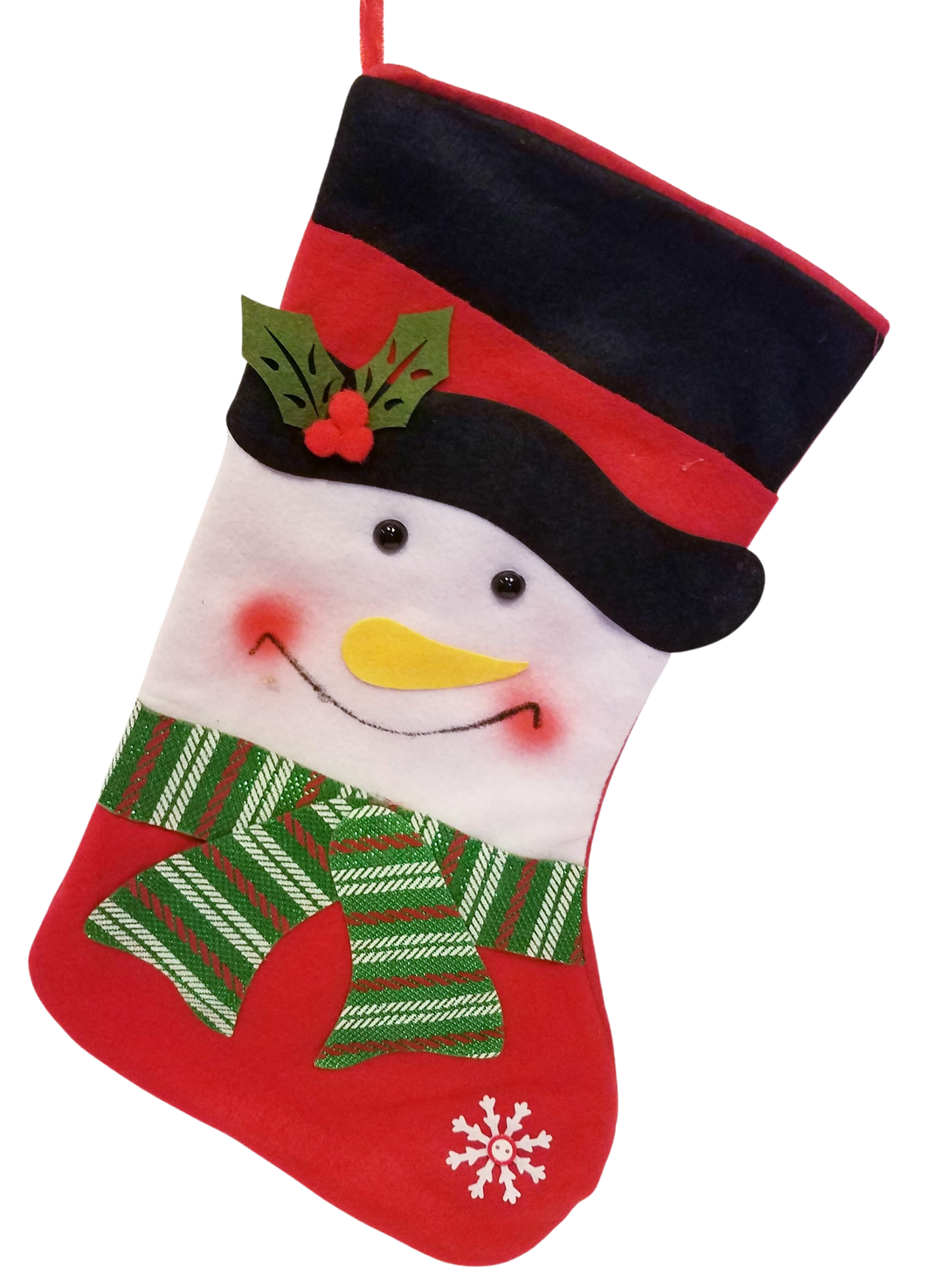 Felt Snowman Stocking with Black Hat/Green & Red Scarf 15