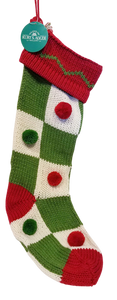 Red/Green/White Knitted Stockings 20"