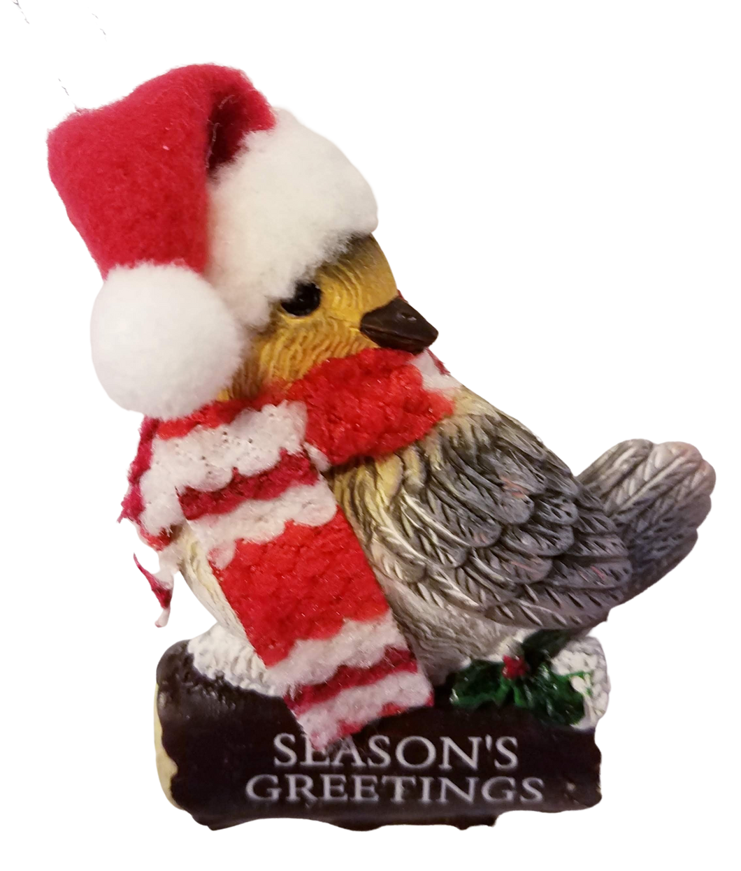 Cozy Bird with Red Scarf and Santa Hat Ornament 3