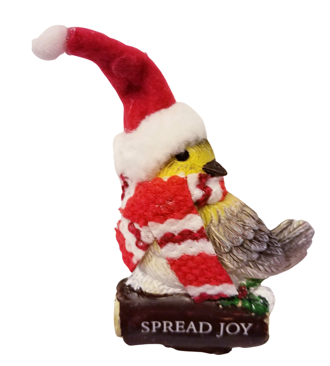 Cozy Bird with Red Scarf and Santa Hat Ornament 3