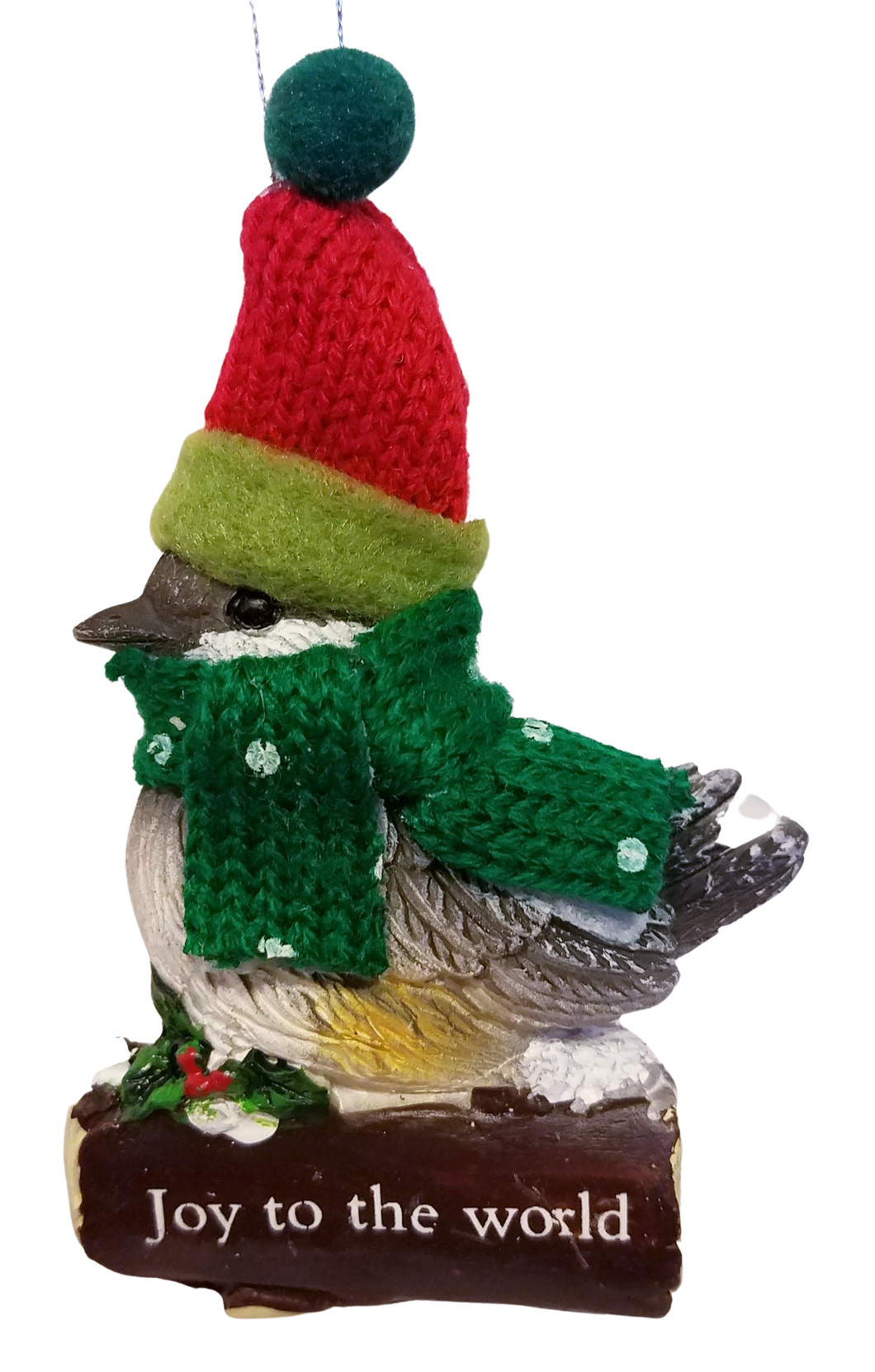 Cozy Bird with Green Scarf and Santa Hat Ornament 3